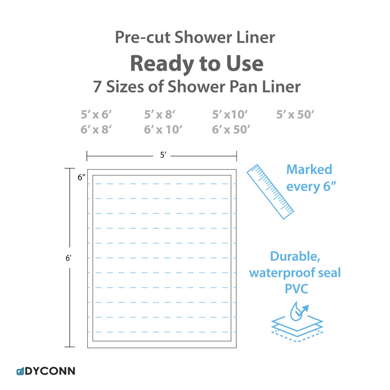 Dyconn Sf Pvc Shower Pan Liner Roll 40 Mil Thickness (5x6) | Wayfair